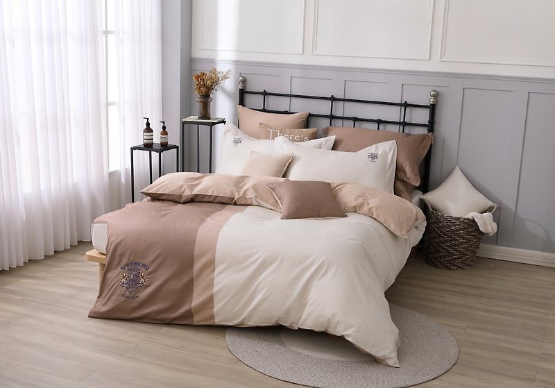 Fast shipping-Wall Street-Classic Coffee-100% Combed Cotton Bed Bag Set-Bedding Bed Bag Made in Taiwan - เครื่องนอน - ผ้าฝ้าย/ผ้าลินิน 