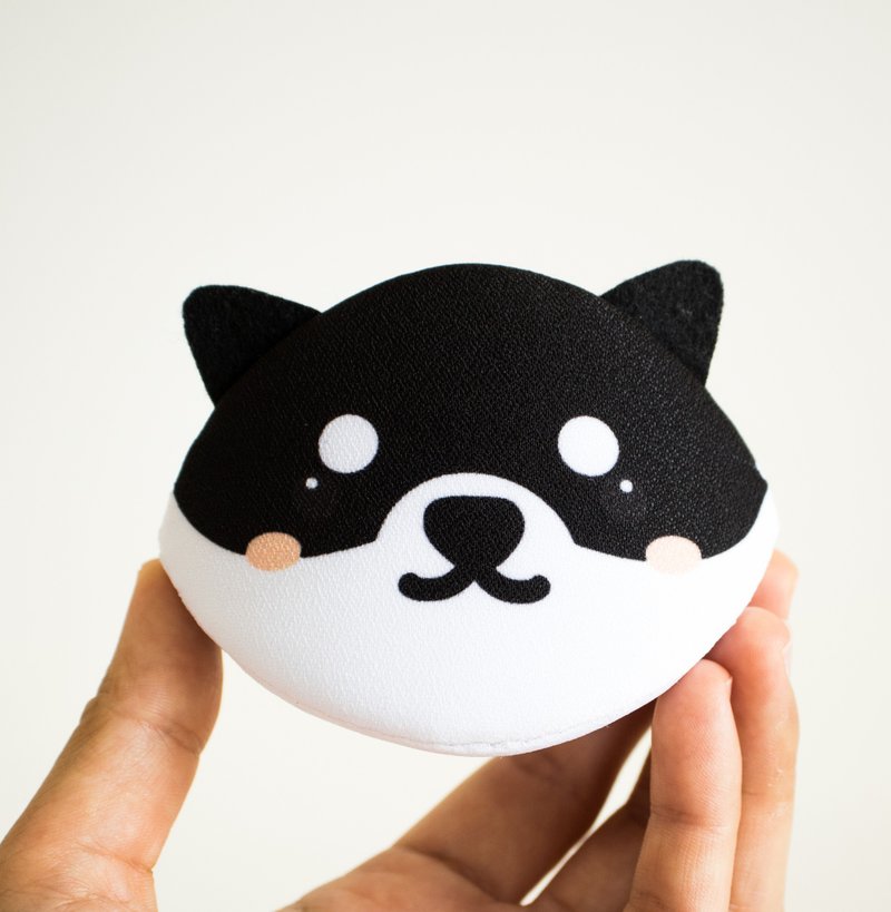 Black Shiba Inu Accessory purse / Japanese style bag - 化妝包/收納袋 - 棉．麻 黑色