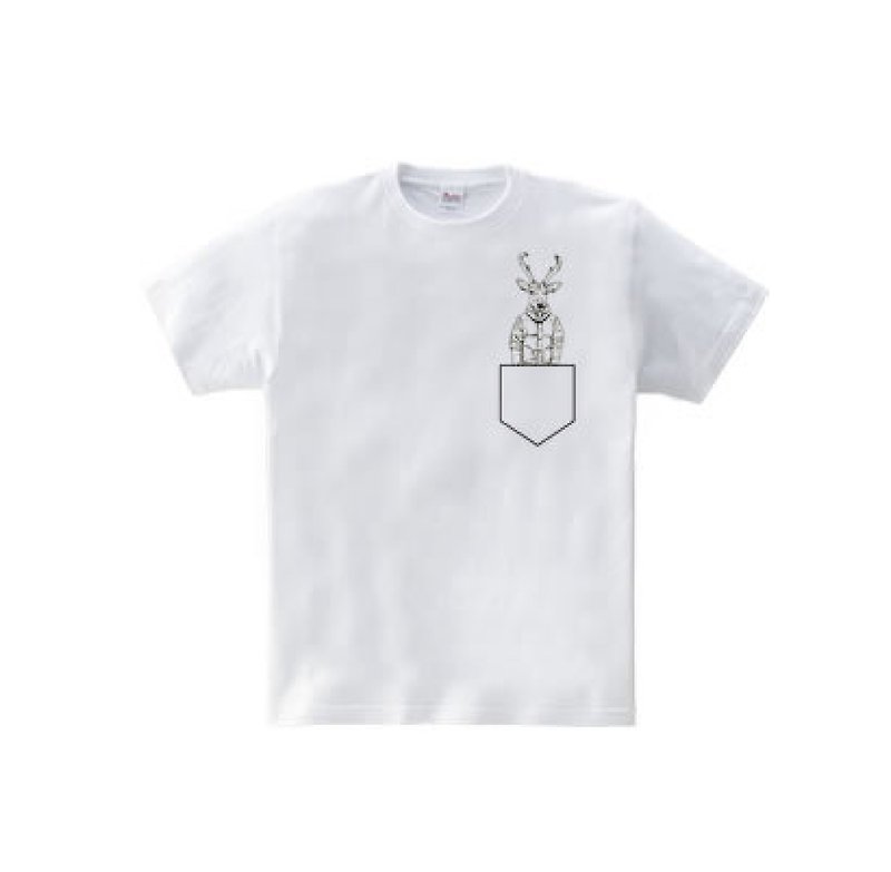 Deer pocket（5.6oz Tシャツ） - T 恤 - 聚酯纖維 白色