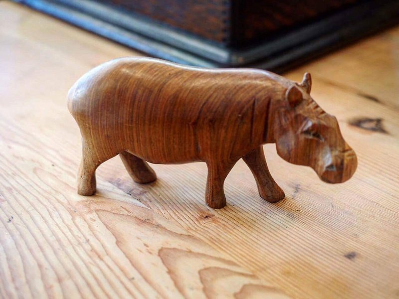 世界のコレクション！手彫りの木製動物シリーズアフリカのカバ（パラグラフ10） - 置物 - 木製 