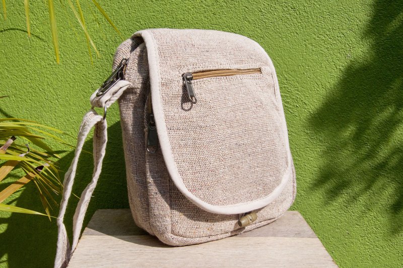 Natural cotton and linen storage bag / ethnic wind purse / camera bag / mobile phone bag / shoulder bag / card holder - North Africa color - Messenger Bags & Sling Bags - Cotton & Hemp Khaki