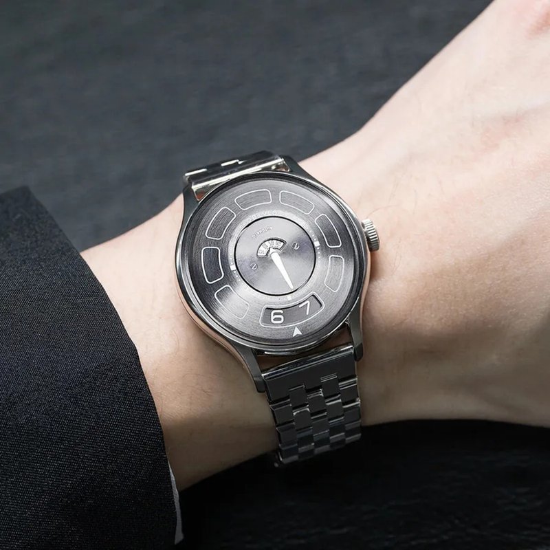 OBLVLO 歐弗洛  幽浮系列腕錶-夜幕款鋼帶 - 男錶/中性錶 - 不鏽鋼 黑色