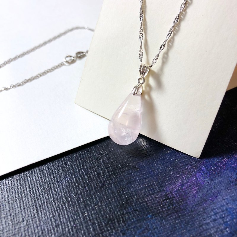 Miss Flora | 925 silver-Rose Quartz necklace - Necklaces - Crystal Pink
