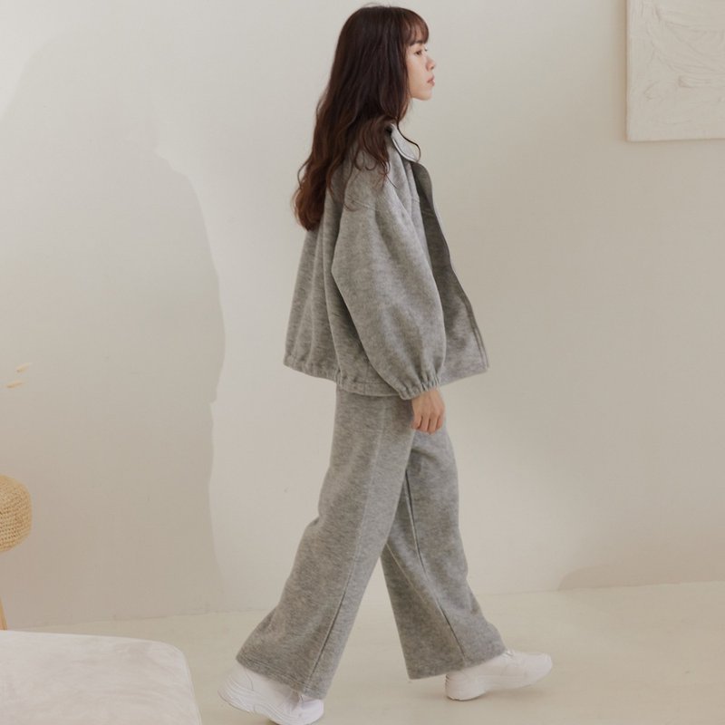 Cloud Soft Warm Wool Wide Pants - Women's Pants - Wool Gray