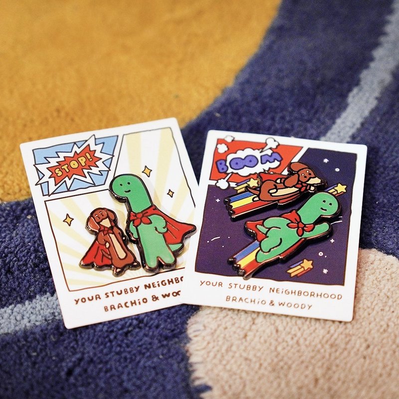 JOGUMAN-琺瑯別針(超人飛翔款/超人出動款) - 徽章/別針 - 不鏽鋼 