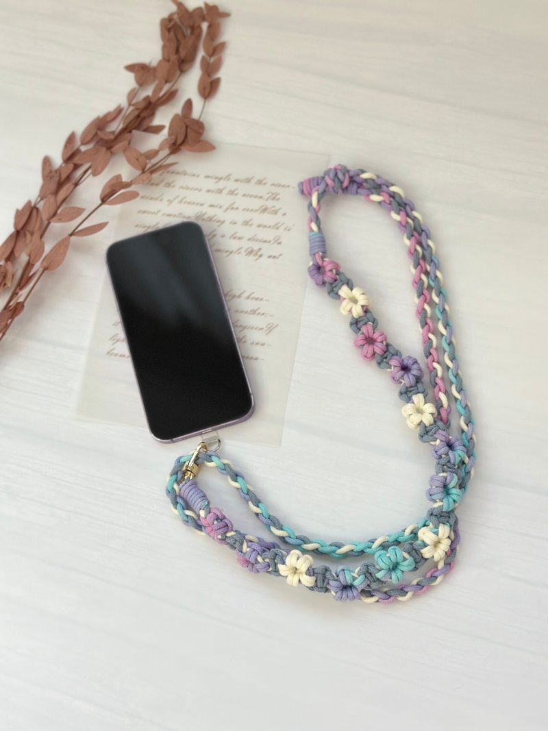 Flower mobile phone strap/ ID card lanyard/ Adjustable lanyard - เชือก/สายคล้อง - ผ้าฝ้าย/ผ้าลินิน หลากหลายสี