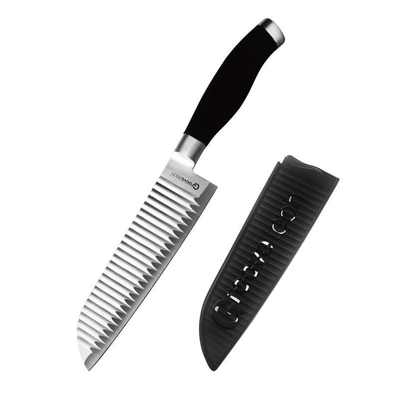 【Groovetech】GT空氣刀 全球同步款 18cm 日式三德刀 (含刀套) - 廚具 - 不鏽鋼 灰色