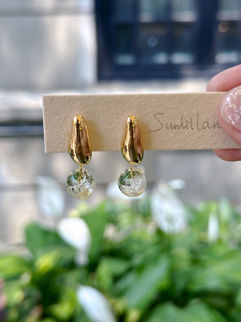 Golden Doudou Water Drops - Earrings & Clip-ons - Other Materials Transparent