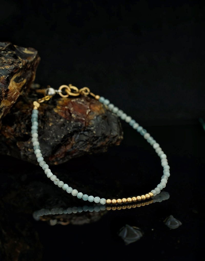 Superfine1/20 14K Gold Filled Aquamarine Bracelet with Japan Memory Wire - Bracelets - Gemstone 