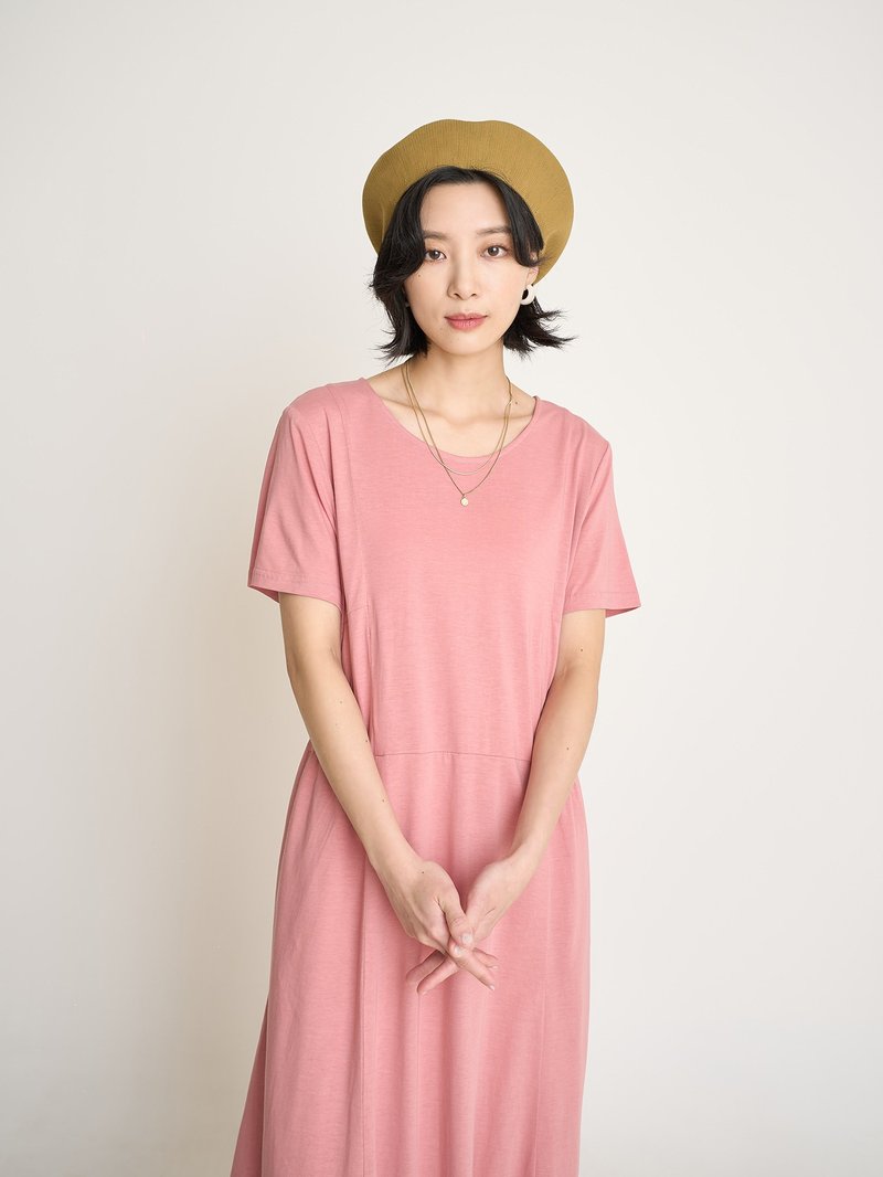 Time Seed Clipping Long Dress-Sweetberry - One Piece Dresses - Cotton & Hemp Pink