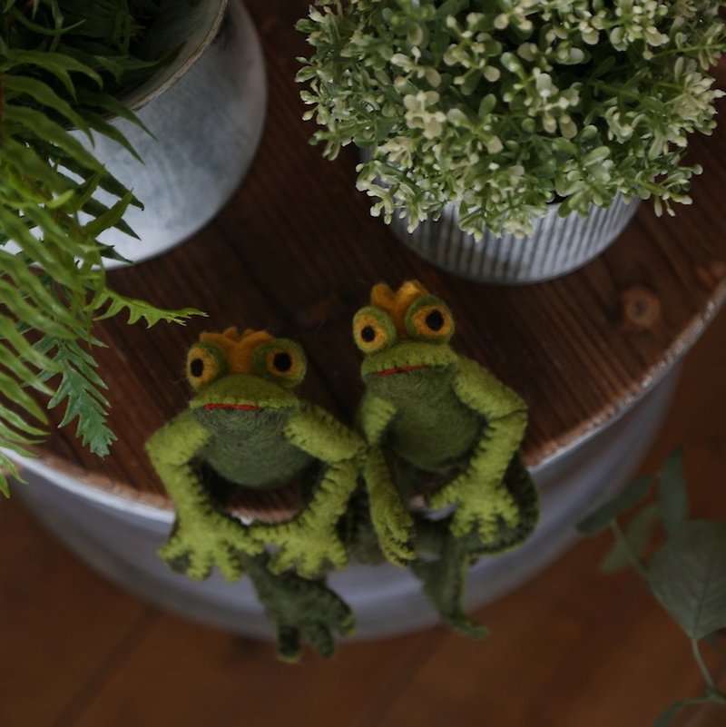 羊毛氈玩偶・青蛙王子 - 嬰幼兒玩具/毛公仔 - 羊毛 綠色