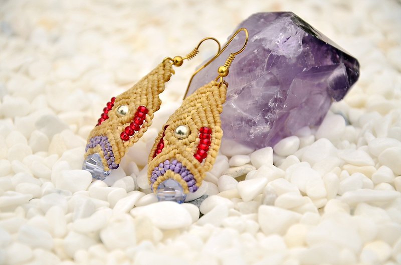 Swarovski Macrame Earring - Earrings & Clip-ons - Gemstone Purple