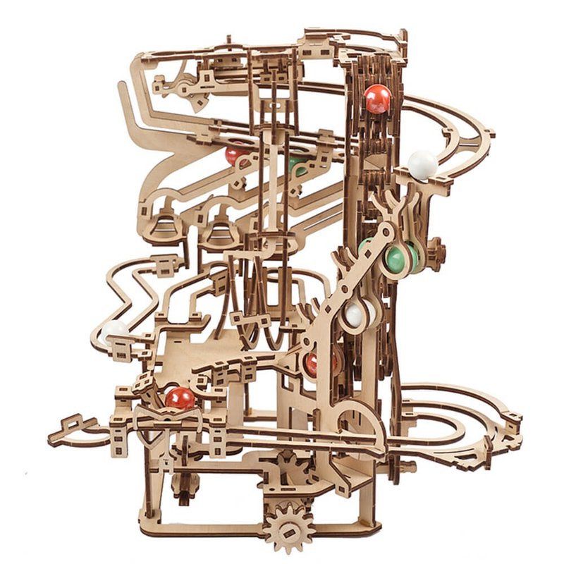 /Ugears/ Ukrainian Wooden Model Crazy Pinball No. 1 - Chain Lift System - Wood, Bamboo & Paper - Wood 