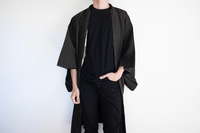 Japanese KIMONO, mens kimono, samurai haori, authentic kimono, traditional - 男夾克/外套 - 絲．絹 咖啡色