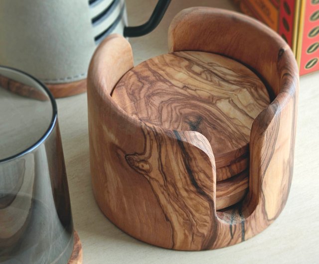 Olive Wood Coaster Set