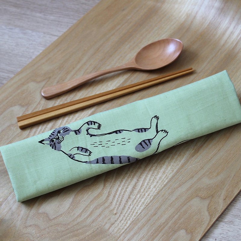 All-in-one POUCH GoodafternoonworkXPearlCatCat silkscreen TABBY CAT - Other - Cotton & Hemp Multicolor
