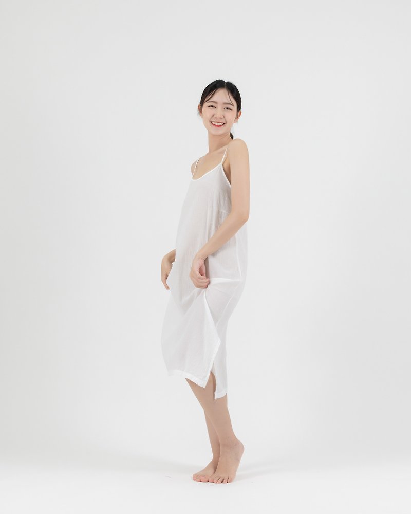 Midi Cotton Slip Dress, Camisole Dress - One Piece Dresses - Cotton & Hemp Multicolor