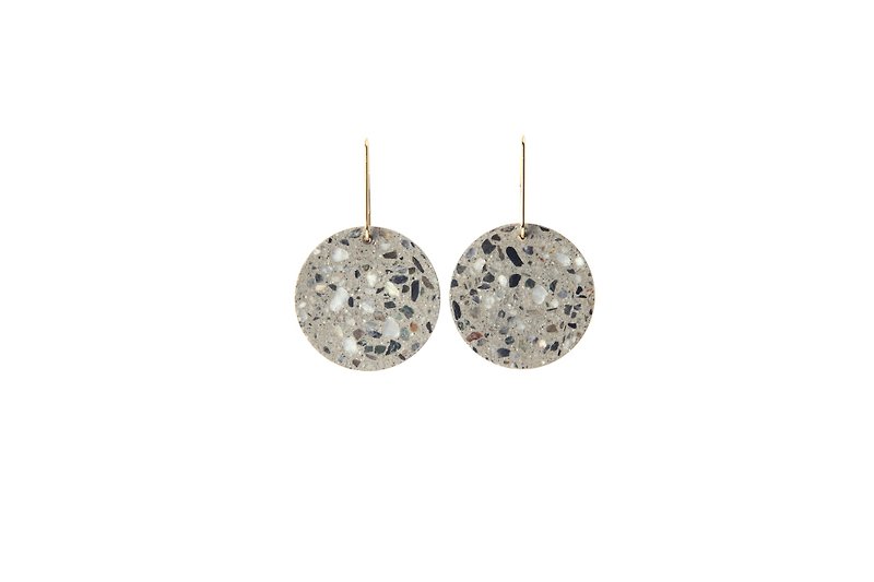 Circle Earrings (Terrazzo/Original) - Earrings & Clip-ons - Cement Gray