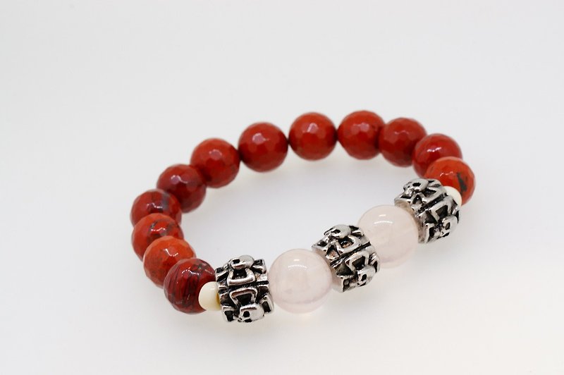Rosy Quartz + Semi Precious Stones Barcelet ( 粉紅晶 + 半寶石手錬 ) - 手鍊/手鐲 - 寶石 粉紅色