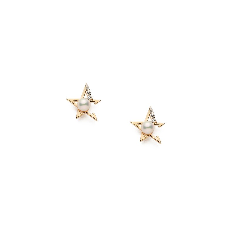 925 Silver Thick Plated 18K Gold Orion D/P Earrings - ต่างหู - ไข่มุก สีทอง
