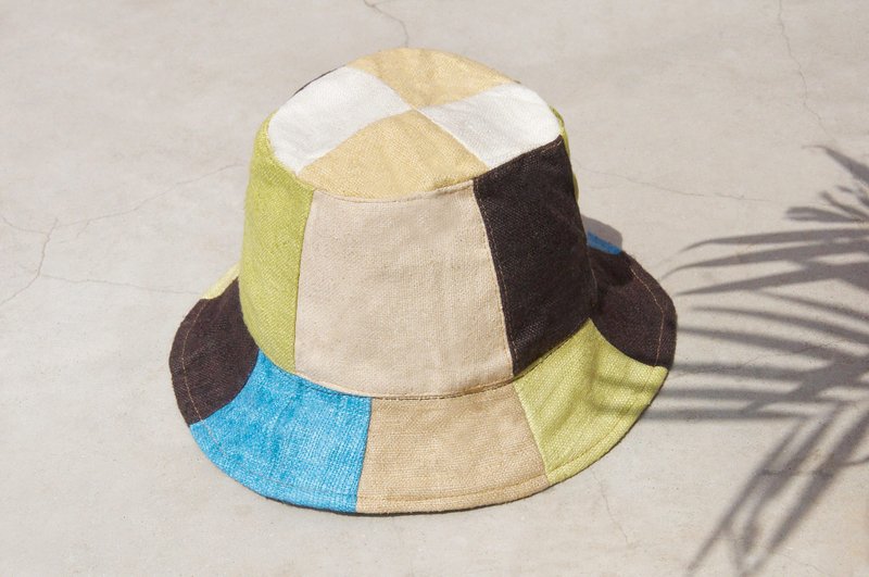 Father's Day gift limited to a land forest wind splicing hand-woven cotton hat / fisherman hat / sun hat / patch cap / handmade cap - Spanish children's fun color Makarong splicing hand hat - หมวก - ผ้าฝ้าย/ผ้าลินิน หลากหลายสี