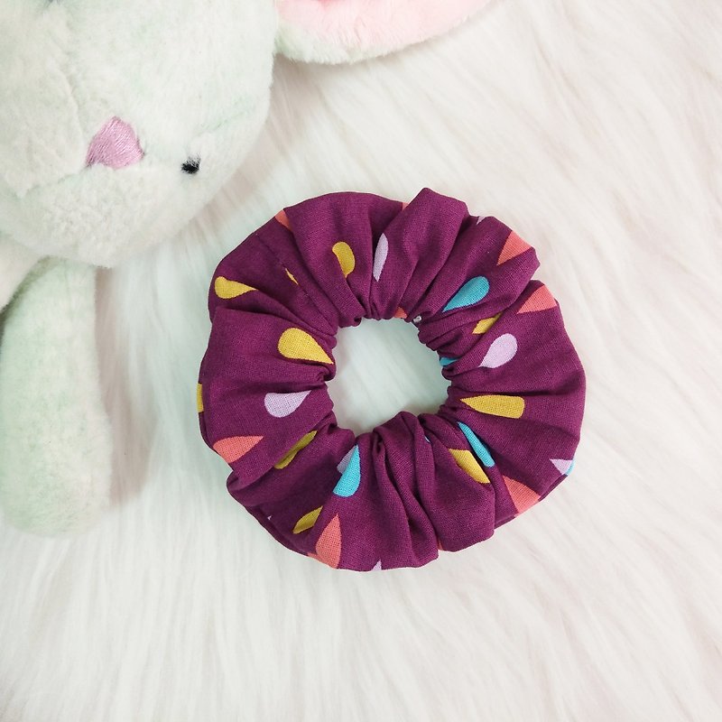 Color raindrops. Handmade donut hair bundle large intestine ring - เครื่องประดับผม - ผ้าฝ้าย/ผ้าลินิน สีม่วง