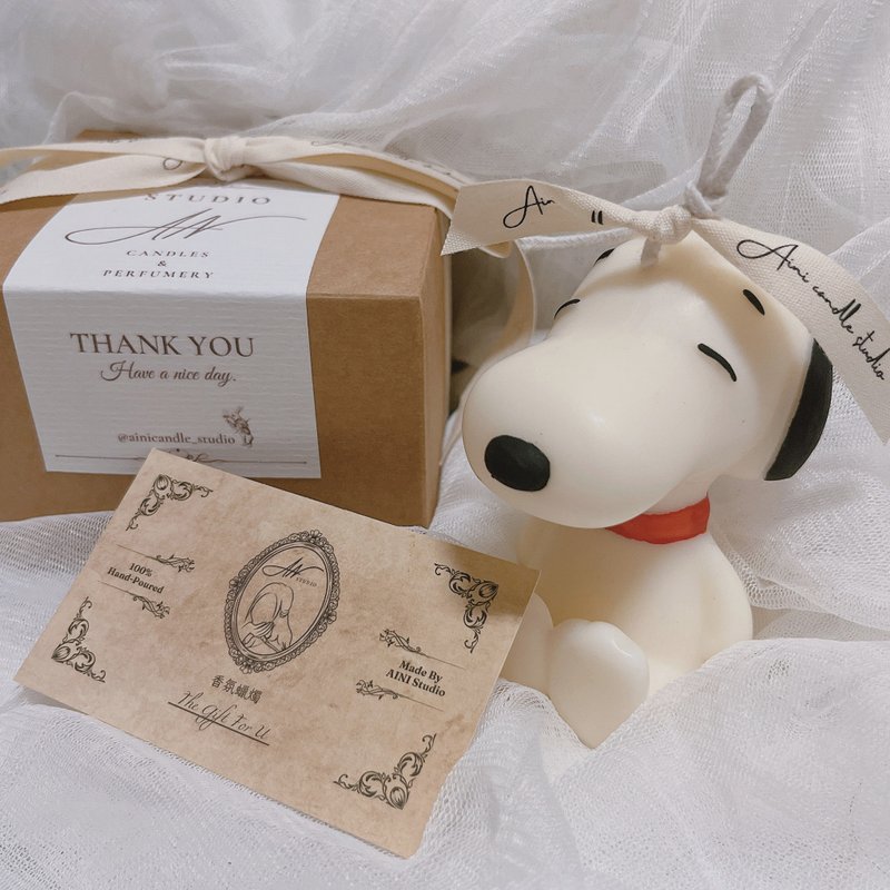 Snoopy modeling candle scented candle birthday gift gift box couple - Candles & Candle Holders - Wax White