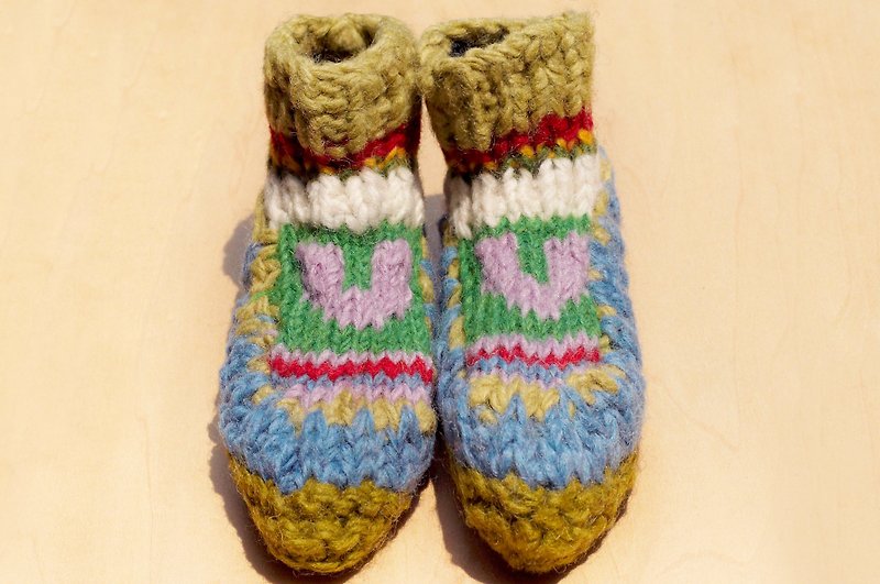 Miyue Gift Box Limited One Knitted Pure Wool Thermal Socks/ Children's Woolen Socks/ Children's Woolen Socks/ Inner Brush Socks/ Knitted Woolen Socks/ Children's Indoor Socks-Nordic Fair Isle Totem - Kids' Shoes - Wool Multicolor