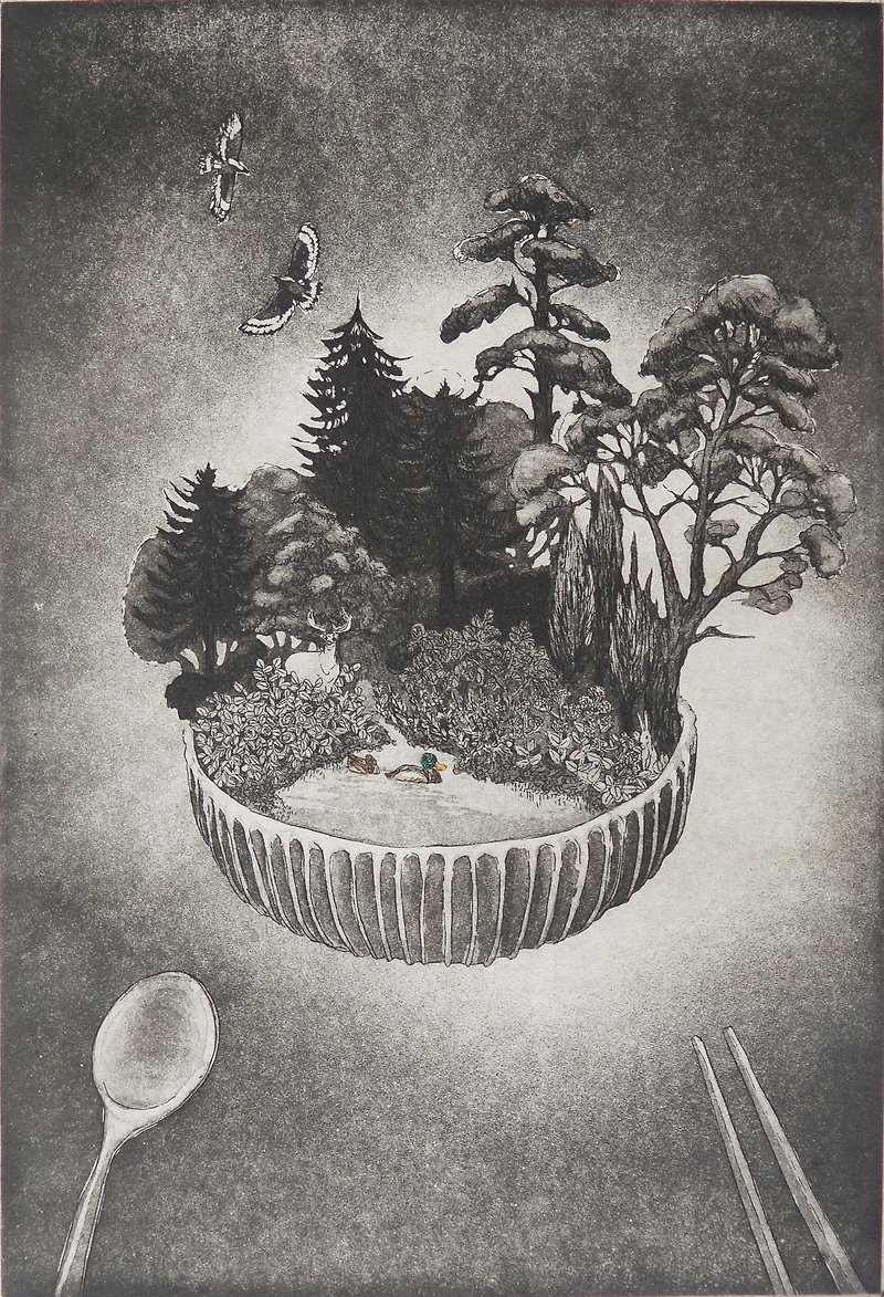 Original Prints-Dining Table Scenery-Su Yuting - โปสเตอร์ - กระดาษ สีดำ