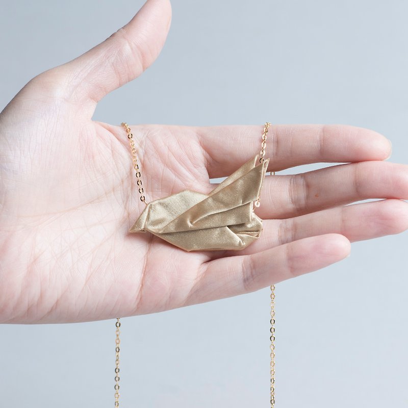 \ GOLDEN BIRDS / Origami Accessory_Joy Bird - Necklaces - Silk Gold