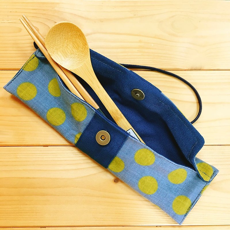 Chopsticks bag make to order* - ตะหลิว - ผ้าฝ้าย/ผ้าลินิน สีน้ำเงิน
