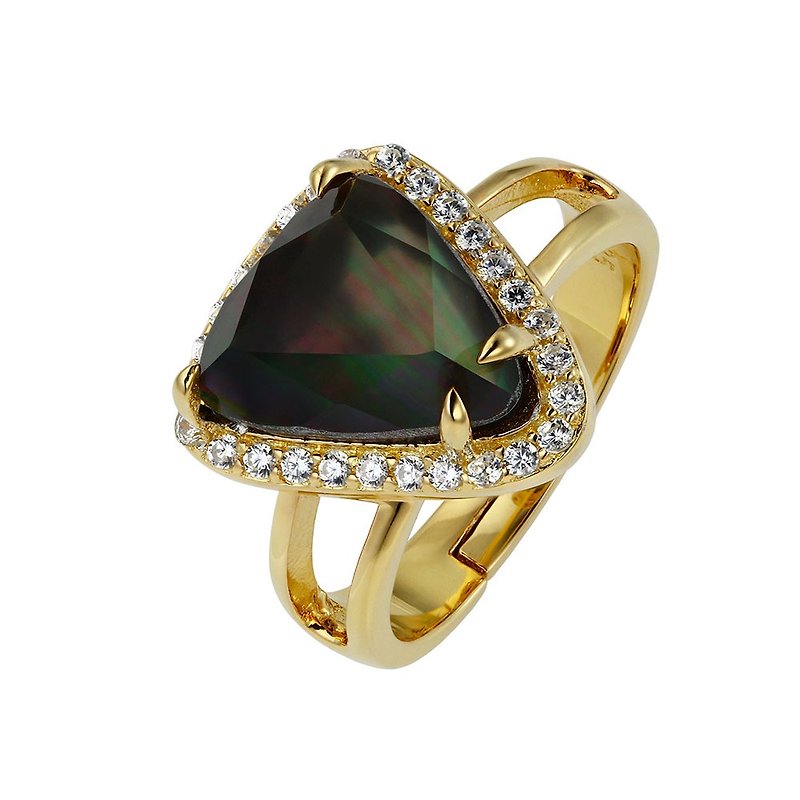 純銀個性水晶復古戒指 - 戒指 - 其他金屬 金色