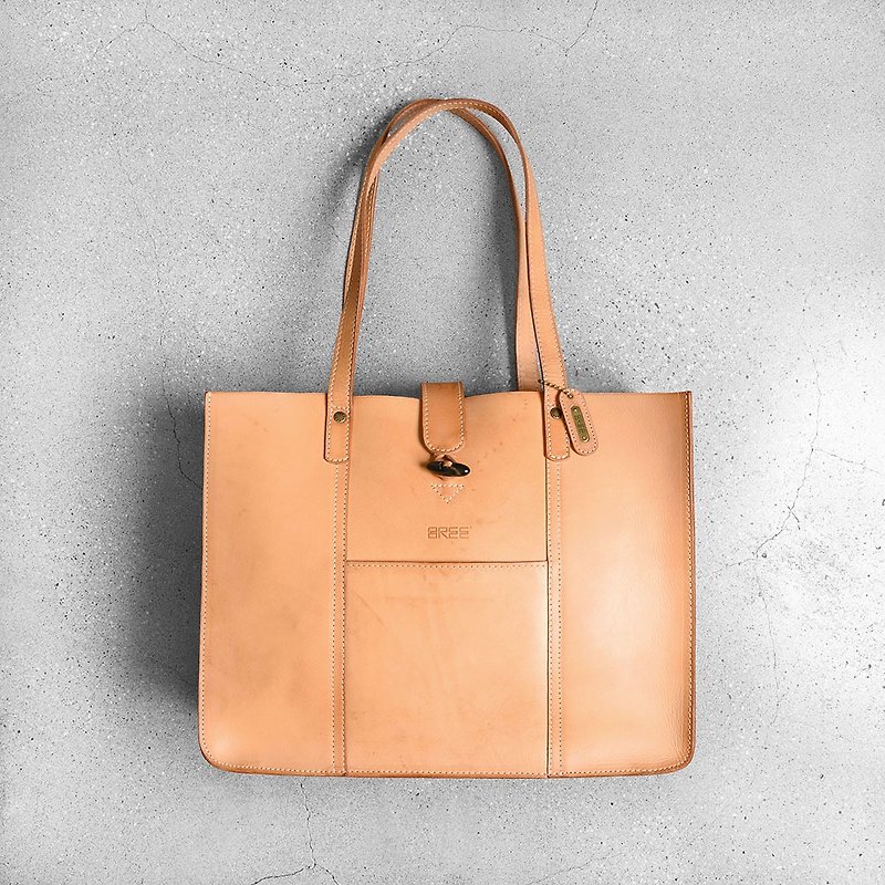 Bree Vintage Square Tote Bag - Handbags & Totes - Genuine Leather Orange
