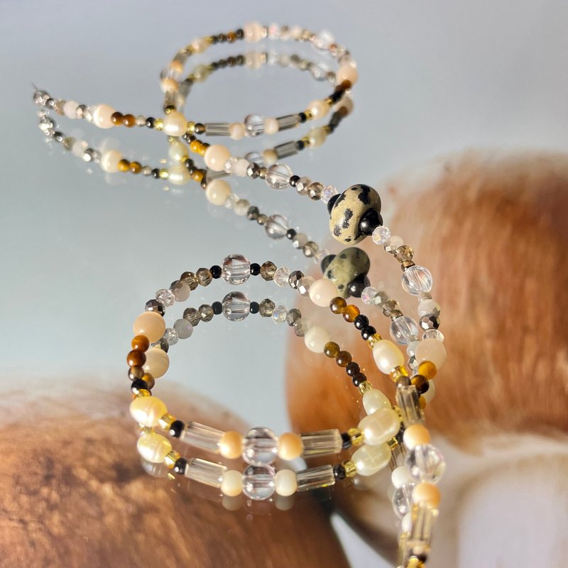 Fruit & Vegetable Collection - 027 Mushroom Gemstone Necklace - 項鍊 - 銀 咖啡色