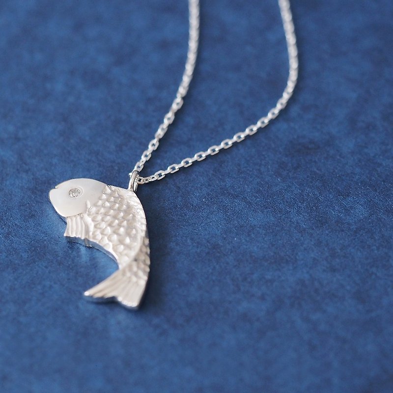Carp fish men's necklace Silver 925 - สร้อยคอ - โลหะ สีเงิน