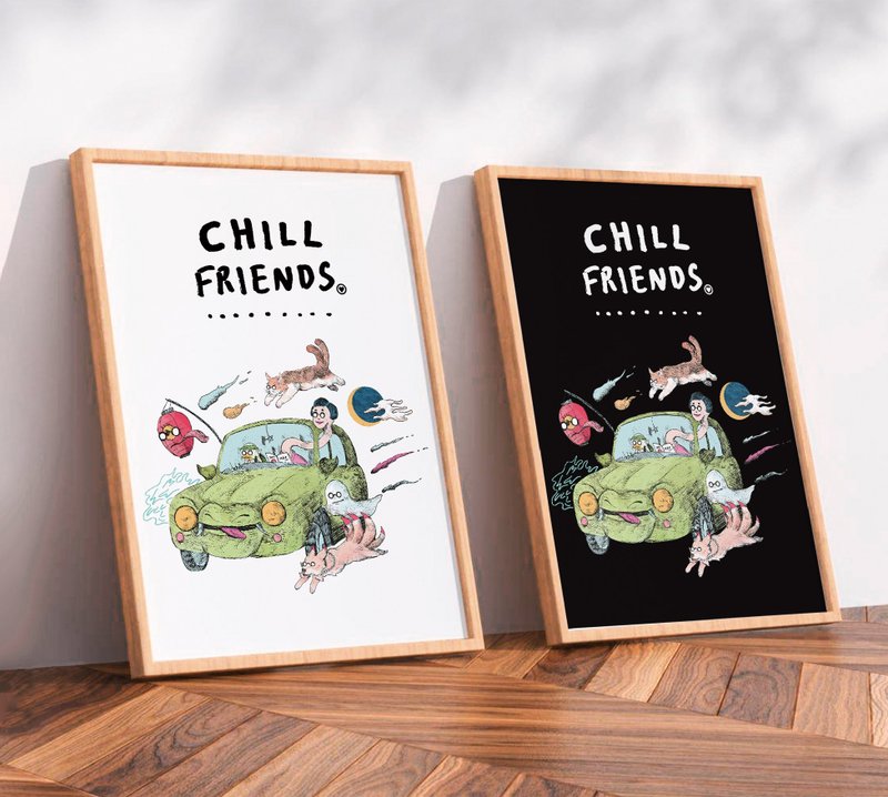 CHILL FRIENDS — Road Trip with the Yokai /Original Poster / A4 or A3 size - โปสเตอร์ - พลาสติก ขาว