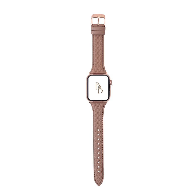 Apple Watch 菱格珍藏 乾燥玫瑰 真皮錶帶 S8/7/6/5/4/3/2/1/SE - 錶帶 - 真皮 粉紅色
