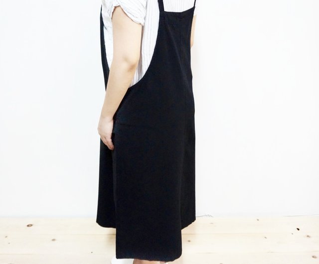 Cotton double pocket one-piece dress / black - Shop 7580project