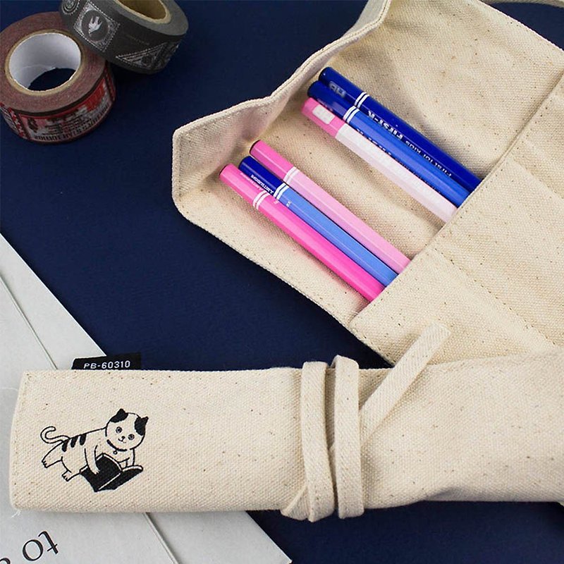 Cloth sail retro roll pencil case / stationery bag - Pencil Cases - Cotton & Hemp White