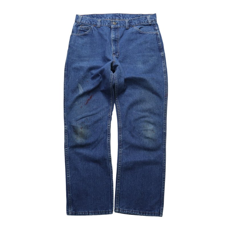 34W/70s American-made Saddle King straight jeans with Talon zipper - กางเกงขายาว - ผ้าฝ้าย/ผ้าลินิน สีน้ำเงิน