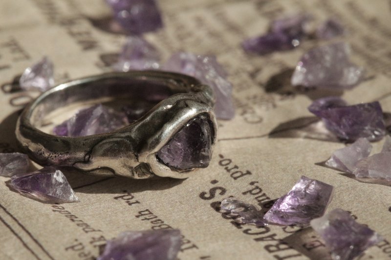 'ócŭlus' amethyst silver ring - 戒指 - 寶石 銀色