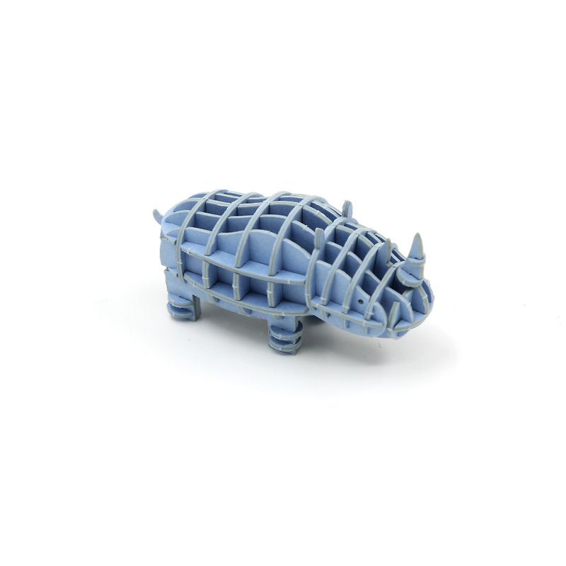 Jigzle 3D立體拼圖系列 | 紙質犀牛拼圖 | 超療癒 - 拼圖 - 紙 藍色
