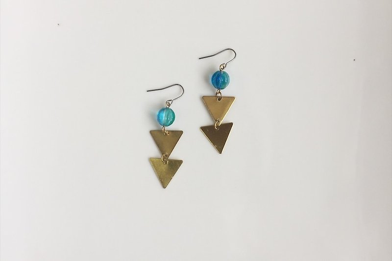 brass star shape earrings - Earrings & Clip-ons - Other Metals Blue