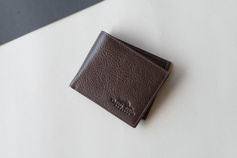 SHORT WALLET MADE OF VEGETABLE TANNED COW LEATHER FROM THAILAND-DARK BROWN - 長短皮夾/錢包 - 真皮 咖啡色