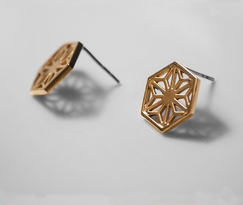 Window Flower Series-Frost and Snow (Luxury 14k Gold Ear Pins) - Earrings & Clip-ons - Precious Metals Gold