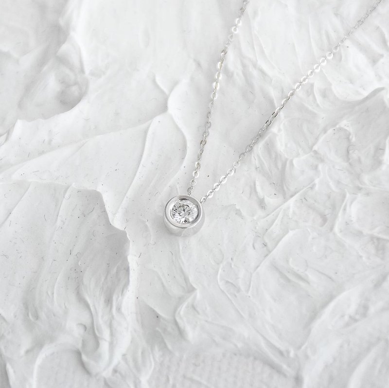 Natural diamond necklace-bezel-set classic/14K gold/clavicle chain/short chain/small diamonds - สร้อยคอทรง Collar - เพชร 