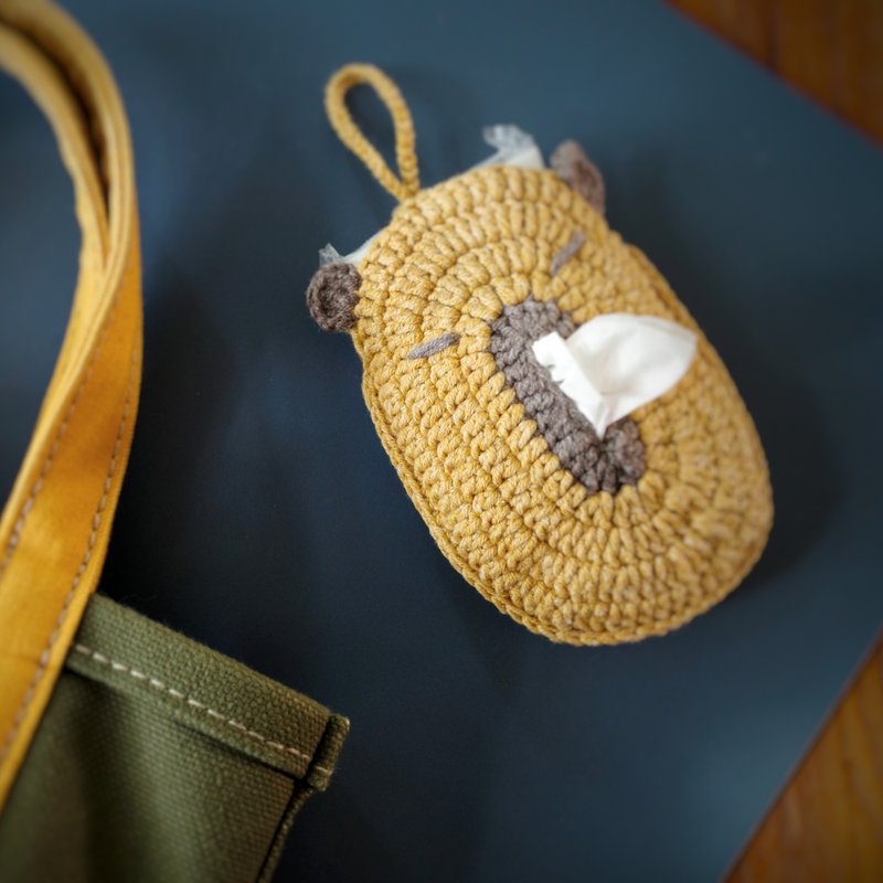 Pocket tissue pouch cute capybara crochet - Other - Other Materials Brown