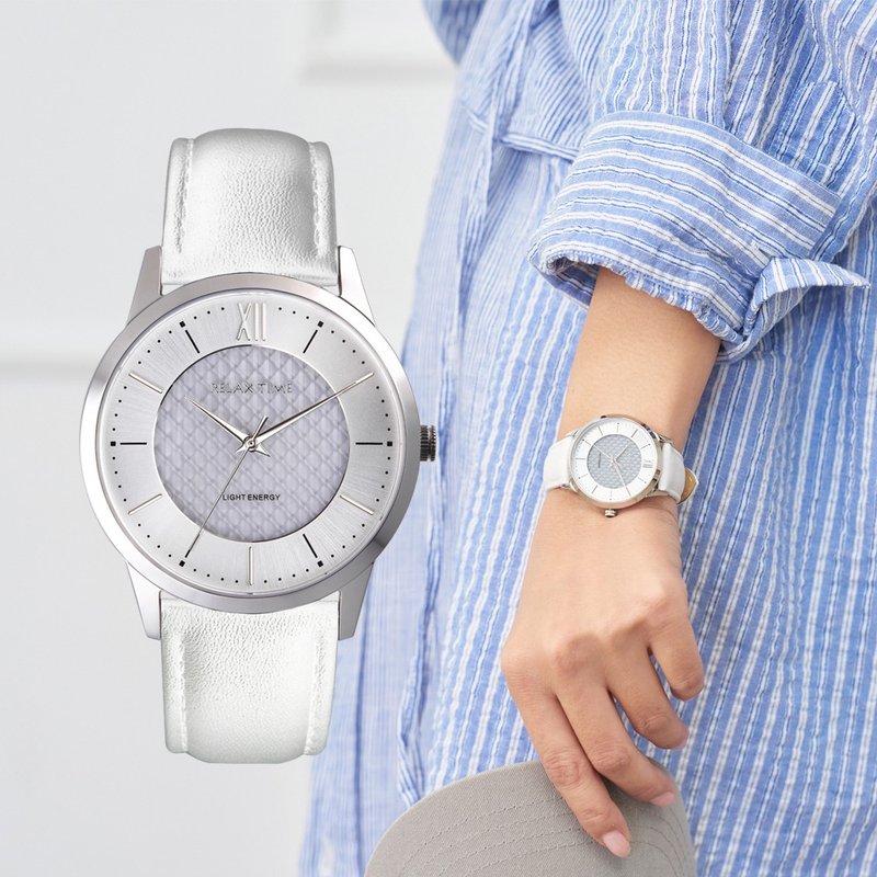 Relax time solar fashion women's watch-white (RT-108S-1L) 36mm - นาฬิกาผู้หญิง - สแตนเลส ขาว