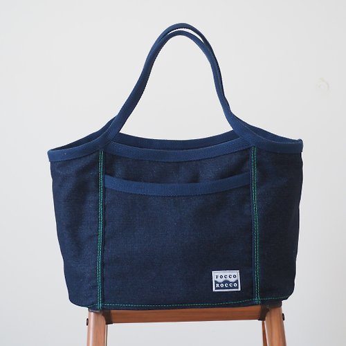 FOCCO.ROCCO CARRYALL BAG Dark blue denim bag, 14 ounces thick (denim)