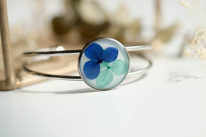 Hydrangeas (Blue+Green) – Bangle - Bracelets - Plants & Flowers Blue